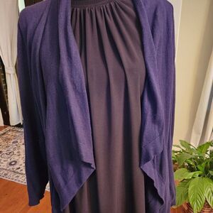 Navy blue open front cardigan